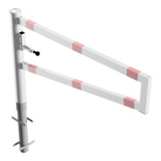 Schake Drehbare Wegesperre + selbst einrastender Verriegelung 1,50m für Vorhangschloss Drehpfosten: Ø 102mm, Schrankenarm: 60x40mm, zum Einbetonieren, weiß / rot-5