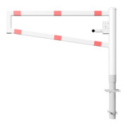 Schake Drehbare Wegesperre + selbsteinrastender Verriegelung 1,50m + Profilzylinder Drehpfosten: Ø 102mm, Schrankenarm: 60x40mm, zum Einbetonieren, beschichtet, weiß / rot-5