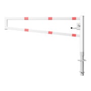 Schake Drehbare Wegesperre + selbsteinrastender Verriegelung 2,00m + Dreikantverschluß Drehpfosten: Ø 102mm, Schrankenarm: 60x40mm, zum Einbetonieren, beschichtet, weiß / rot-5
