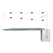 Schake Drehbare Wegesperre + selbsteinrastender Verriegelung 2,00m + Profilzylinder Drehpfosten: Ø 102mm, Schrankenarm: 60x40mm, zum Einbetonieren, beschichtet, weiß / rot