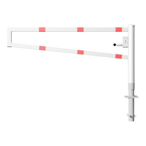 Schake Drehbare Wegesperre + selbsteinrastender Verriegelung 2,00m + Profilzylinder Drehpfosten: Ø 102mm, Schrankenarm: 60x40mm, zum Einbetonieren, beschichtet, weiß / rot