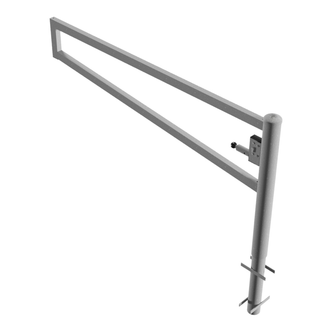 Schake Drehbare Wegesperre + selbsteinrastender Verriegelung 2,00m + Profilzylinder Drehpfosten: Ø 102mm, Schrankenarm: 60x40mm, zum Einbetonieren, feuerverzinkt