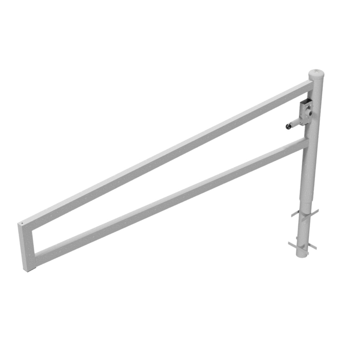 Schake Drehbare Wegesperre + selbsteinrastender Verriegelung 2,50m + Dreikantverschluß Drehpfosten: Ø 102mm, Schrankenarm: 60x40mm, zum Einbetonieren,