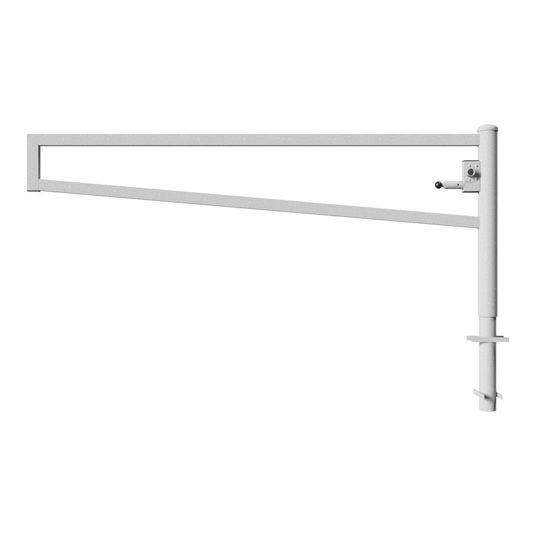 Schake Drehbare Wegesperre + selbsteinrastender Verriegelung 2,50m + Dreikantverschluß Drehpfosten: Ø 102mm, Schrankenarm: 60x40mm, zum Einbetonieren,