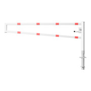Schake Drehbare Wegesperre + selbsteinrastender Verriegelung 2,50m + Dreikantverschluß Drehpfosten: Ø 102mm, Schrankenarm: 60x40mm, zum Einbetonieren, beschichtet, weiß / rot-5