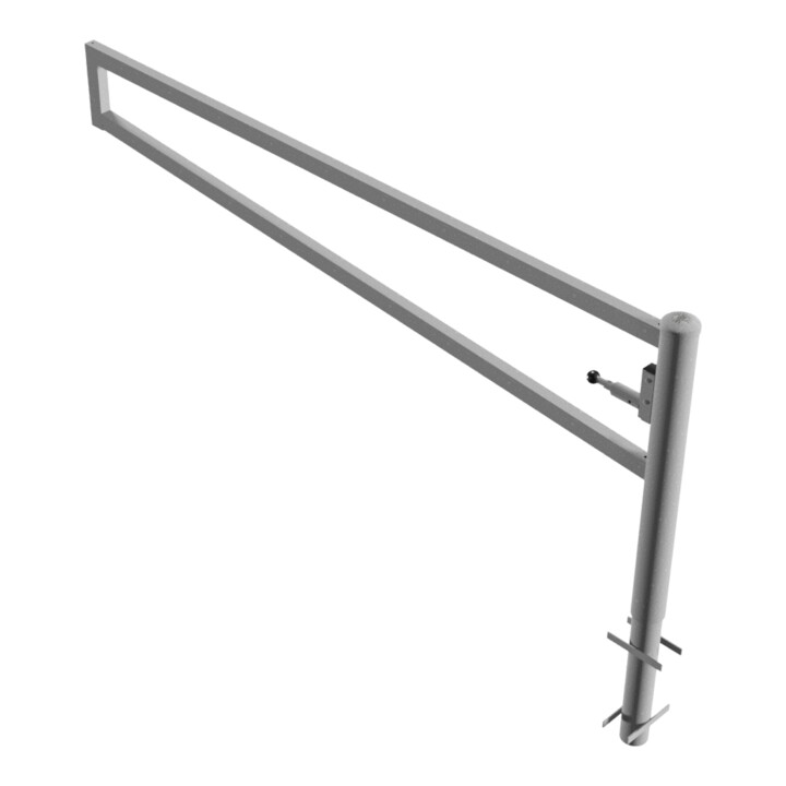 Schake Drehbare Wegesperre + selbsteinrastender Verriegelung 2,50m für Vorhangschloss Drehpfosten: Ø 102mm, Schrankenarm: 60x40mm, zum Einbetonieren,