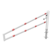 Schake Drehbare Wegesperre + selbsteinrastender Verriegelung 2,50m + Profilzylinder Drehpfosten: Ø 102mm, Schrankenarm: 60x40mm, zum Einbetonieren, beschichtet, weiß / rot-4