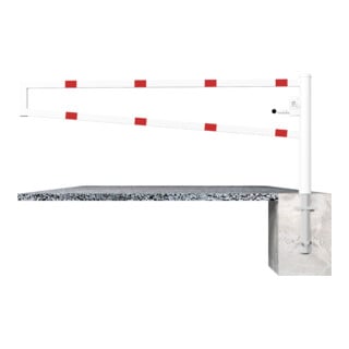 Schake Drehbare Wegesperre + selbsteinrastender Verriegelung 3,00m + Dreikantverschluß Drehpfosten: Ø 102mm, Schrankenarm: 60x40mm, zum Einbetonieren,