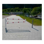 Schake Drehbare Wegesperre + selbsteinrastender Verriegelung 3,00m + Dreikantverschluß Drehpfosten: Ø 102mm, Schrankenarm: 60x40mm, zum Einbetonieren,-2