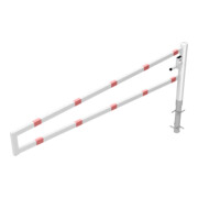 Schake Drehbare Wegesperre + selbsteinrastender Verriegelung 3,00m + Dreikantverschluß Drehpfosten: Ø 102mm, Schrankenarm: 60x40mm, zum Einbetonieren, beschichtet, weiß / rot-4