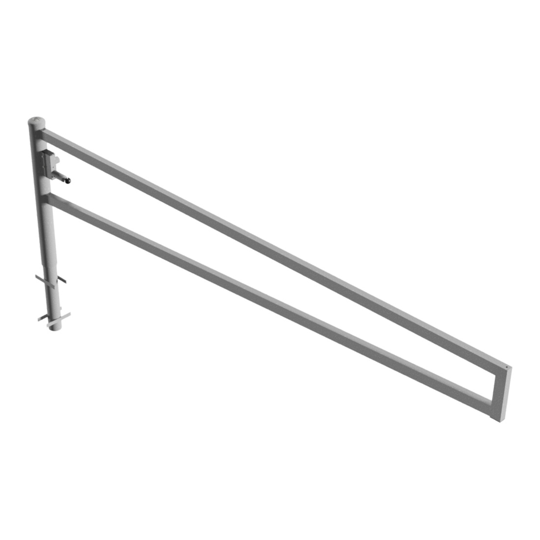 Schake Drehbare Wegesperre + selbsteinrastender Verriegelung 3,50m + Dreikantverschluß Drehpfosten: Ø 102mm, Schrankenarm: 60x40mm, zum Einbetonieren,