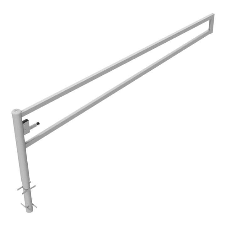 Schake Drehbare Wegesperre + selbsteinrastender Verriegelung 3,50m + Dreikantverschluß Drehpfosten: Ø 102mm, Schrankenarm: 60x40mm, zum Einbetonieren,