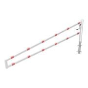 Schake Drehbare Wegesperre + selbsteinrastender Verriegelung 3,50m + Dreikantverschluß Drehpfosten: Ø 102mm, Schrankenarm: 60x40mm, zum Einbetonieren, beschichtet, weiß / rot-4