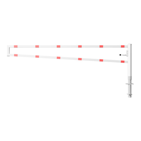 Schake Drehbare Wegesperre + selbsteinrastender Verriegelung 3,50m für Vorhangschloss Drehpfosten: Ø 102mm, Schrankenarm: 60x40mm, zum Einbetonieren, weiß / rot