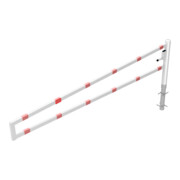 Schake Drehbare Wegesperre + selbsteinrastender Verriegelung 3,50m + Profilzylinder Drehpfosten: Ø 102mm, Schrankenarm: 60x40mm, zum Einbetonieren, beschichtet, weiß / rot-5