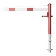 Schake Drehschranke 1,50m, für Vorhangschloss + Seilzugverstärkung, Drehpfosten: Ø 102mm, rot (RAL 3001) Schrankenarm: Aluminiumrohr 100x50mm, weiß / rot zum Einbetonieren-5