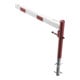 Schake Drehschranke 1,50m, für Vorhangschloss + Seilzugverstärkung, Drehpfosten: Ø 102mm, rot (RAL 3001) Schrankenarm: Aluminiumrohr 100x50mm, weiß / rot zum Einbetonieren