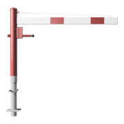 Schake Drehschranke 1,50m + Profilzylinderschloss + Seilzugverstärkung, Drehpfosten: Ø 102mm, rot (RAL 3001) Schrankenarm: Aluminiumrohr 100x50mm, weiß / rot zum Einbetonieren-5