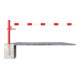 Schake Drehschranke 2,00m + Dreikantverschluss + Seilzugverstärkung, Drehpfosten: Ø 102mm, rot (RAL 3001) Schrankenarm: Aluminiumrohr 100x50mm, weiß / rot zum Einbetonieren-1