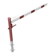 Schake Drehschranke 2,00m, für Vorhangschloss + Seilzugverstärkung, Drehpfosten: Ø 102mm, rot (RAL 3001) Schrankenarm: Aluminiumrohr 100x50mm, weiß / rot zum Einbetonieren-4