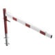 Schake Drehschranke 2,00m, für Vorhangschloss + Seilzugverstärkung, Drehpfosten: Ø 102mm, rot (RAL 3001) Schrankenarm: Aluminiumrohr 100x50mm, weiß / rot zum Einbetonieren