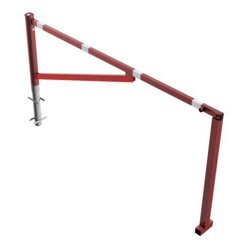Schake Drehschranke 2,50m + Dreikantverschluß Drehpfosten: Ø 102mm, Schrankenarm: 60x40mm inkl. 2 Auflagepfosten, zum Einbetonieren, beschichtet, rot / weiß