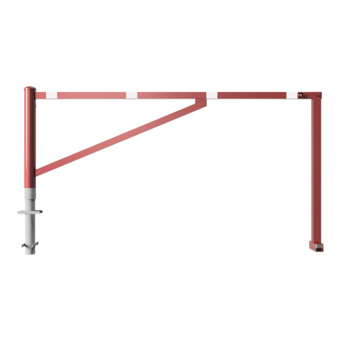 Schake Drehschranke 2,50m + Dreikantverschluß Drehpfosten: Ø 102mm, Schrankenarm: 60x40mm inkl. 2 Auflagepfosten, zum Einbetonieren, beschichtet, rot / weiß