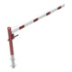 Schake Drehschranke 2,50m + Dreikantverschluss + Seilzugverstärkung, Drehpfosten: Ø 102mm, rot (RAL 3001) Schrankenarm: Aluminiumrohr 100x50mm, weiß / rot zum Einbetonieren-2