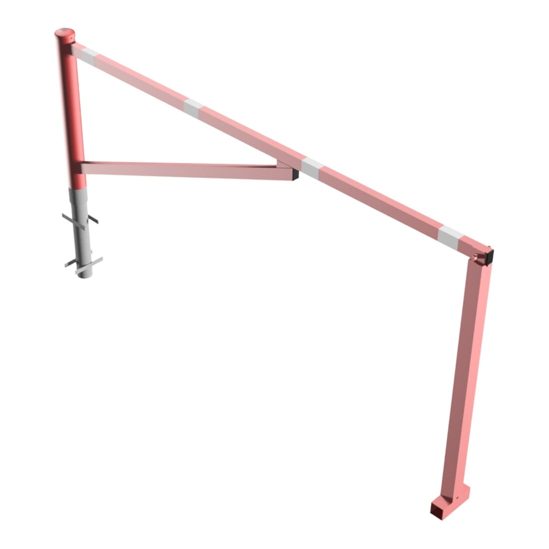 Schake Drehschranke 2,50m, für Vorhangschloss Drehpfosten: Ø 102mm, Schrankenarm: 60x40mm inkl. 2 Auflagepfosten, zum Einbetonieren, beschichtet, rot / weiß