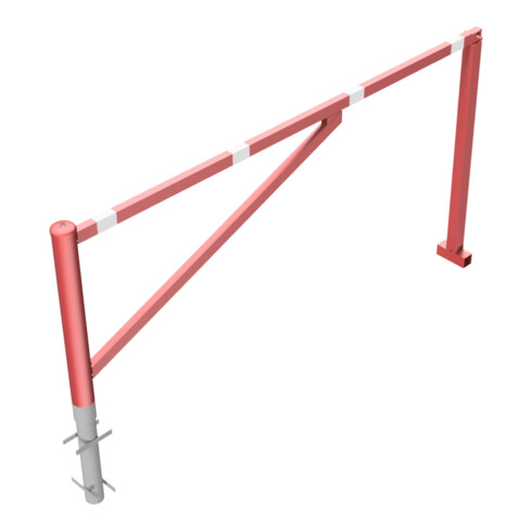 Schake Drehschranke 2,50m, für Vorhangschloss Drehpfosten: Ø 102mm, Schrankenarm: 60x40mm inkl. 2 Auflagepfosten, zum Einbetonieren, beschichtet, rot / weiß
