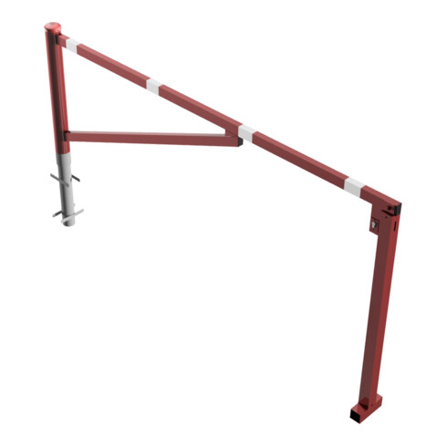 Schake Drehschranke 2,50m + Profilzylinder Drehpfosten: Ø 102mm, Schrankenarm: 60x40mm inkl. 2 Auflagepfosten, zum Einbetonieren, beschichtet, rot / weiß