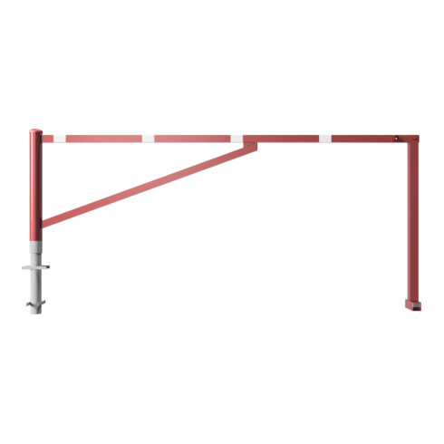 Schake Drehschranke 3,00m + Dreikantverschluß Drehpfosten: Ø 102mm, Schrankenarm: 60x40mm inkl. 2 Auflagepfosten, zum Einbetonieren, beschichtet, rot / weiß