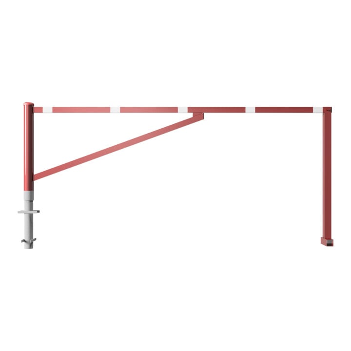 Schake Drehschranke 3,00m, für Vorhangschloss Drehpfosten: Ø 102mm, Schrankenarm: 60x40mm inkl. 2 Auflagepfosten, zum Einbetonieren, beschichtet, rot / weiß