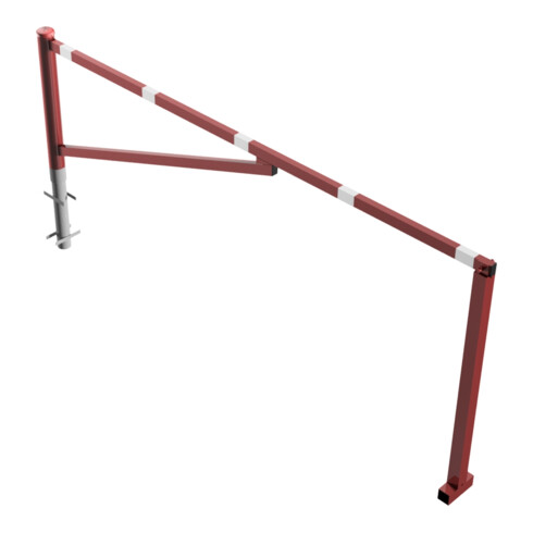 Schake Drehschranke 3,00m, für Vorhangschloss Drehpfosten: Ø 102mm, Schrankenarm: 60x40mm inkl. 2 Auflagepfosten, zum Einbetonieren, beschichtet, rot / weiß