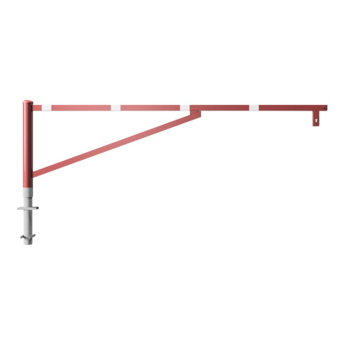 Schake Drehschranke 3,00m + Profilzylinder Drehpfosten: Ø 102mm, Schrankenarm: 60x40mm inkl. 2 Auflagepfosten, zum Einbetonieren, beschichtet, rot / weiß