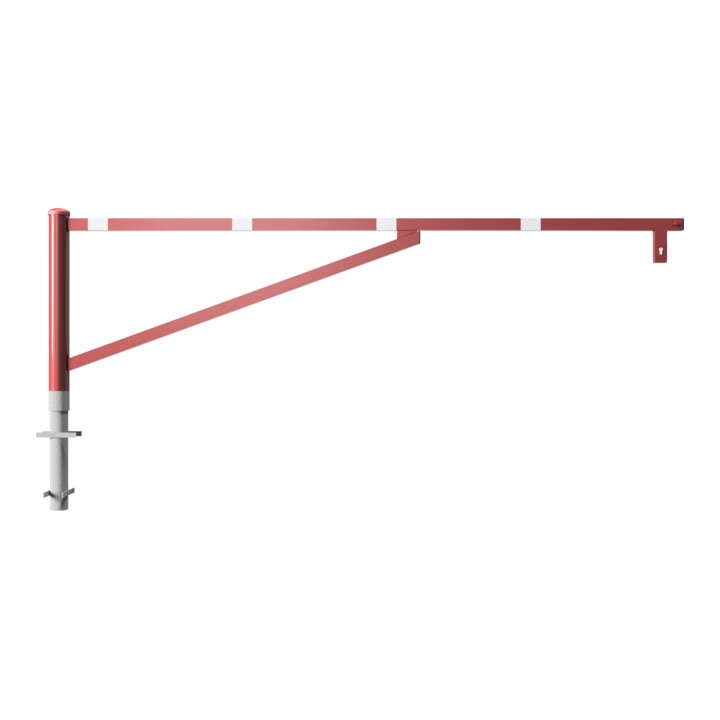 Schake Drehschranke 3,00m + Profilzylinder Drehpfosten: Ø 102mm, Schrankenarm: 60x40mm inkl. 2 Auflagepfosten, zum Einbetonieren, beschichtet, rot / weiß