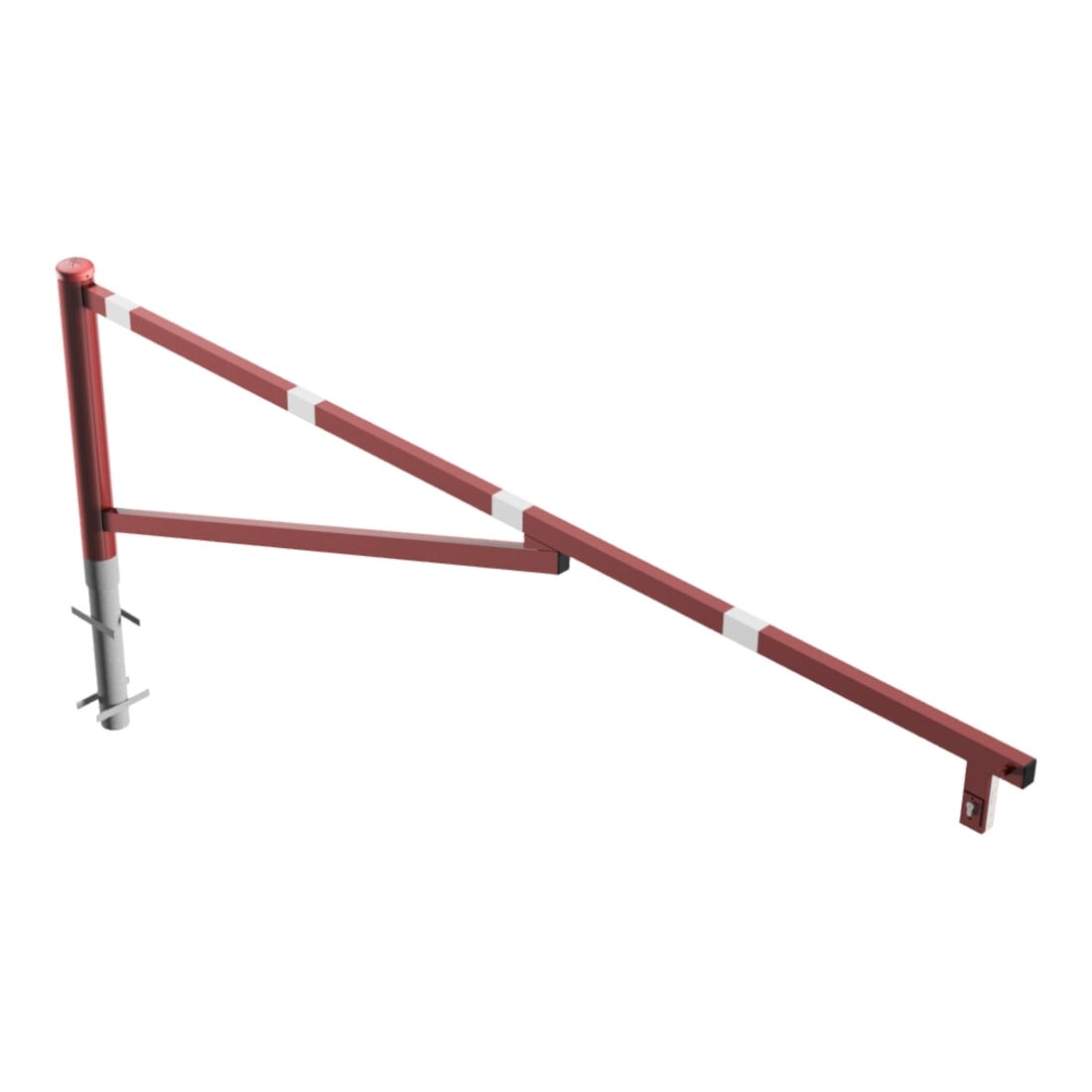 Schake Drehschranke 3,00m + Profilzylinder Drehpfosten: Ø 102mm, Schrankenarm: 60x40mm inkl. 2 Auflagepfosten, zum Einbetonieren, beschichtet, rot / weiß
