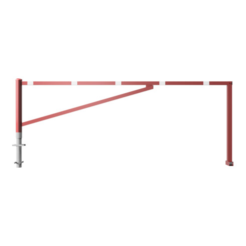 Schake Drehschranke 3,50m, für Vorhangschloss Drehpfosten: Ø 102mm, Schrankenarm: 60x40mm inkl. 2 Auflagepfosten, zum Einbetonieren, beschichtet, rot / weiß