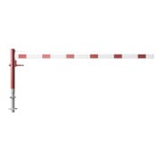 Schake Drehschranke 3,50m, für Vorhangschloss + Seilzugverstärkung, Drehpfosten: Ø 102mm, rot (RAL 3001) Schrankenarm: Aluminiumrohr 100x50mm, weiß / rot zum Einbetonieren-5