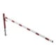 Schake Drehschranke 3,50m, für Vorhangschloss + Seilzugverstärkung, Drehpfosten: Ø 102mm, rot (RAL 3001) Schrankenarm: Aluminiumrohr 100x50mm, weiß / rot zum Einbetonieren