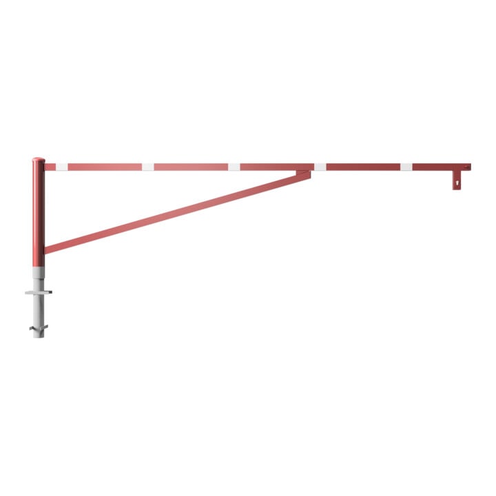 Schake Drehschranke 3,50m + Profilzylinder Drehpfosten: Ø 102mm, Schrankenarm: 60x40mm inkl. 2 Auflagepfosten, zum Einbetonieren, beschichtet, rot / weiß