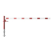 Schake Drehschranke 3,50m + Profilzylinderschloss + Seilzugverstärkung, Drehpfosten: Ø 102mm, rot (RAL 3001) Schrankenarm: Aluminiumrohr 100x50mm, weiß / rot zum Einbetonieren-5
