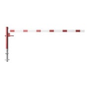 Schake Drehschranke 3,50m + Profilzylinderschloss + Seilzugverstärkung, Drehpfosten: Ø 102mm, rot (RAL 3001) Schrankenarm: Aluminiumrohr 100x50mm, weiß / rot zum Einbetonieren-5