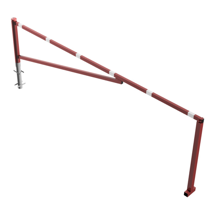 Schake Drehschranke 4,00m, für Vorhangschloss Drehpfosten: Ø 102mm, Schrankenarm: 60x40mm inkl. 2 Auflagepfosten, zum Einbetonieren, beschichtet, rot / weiß