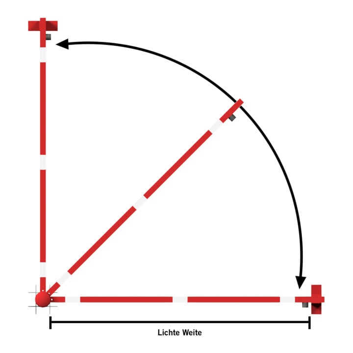 Schake Drehschranke 4,00m + Profilzylinder Drehpfosten: Ø 102mm, Schrankenarm: 60x40mm inkl. 2 Auflagepfosten, zum Einbetonieren, beschichtet, rot / weiß