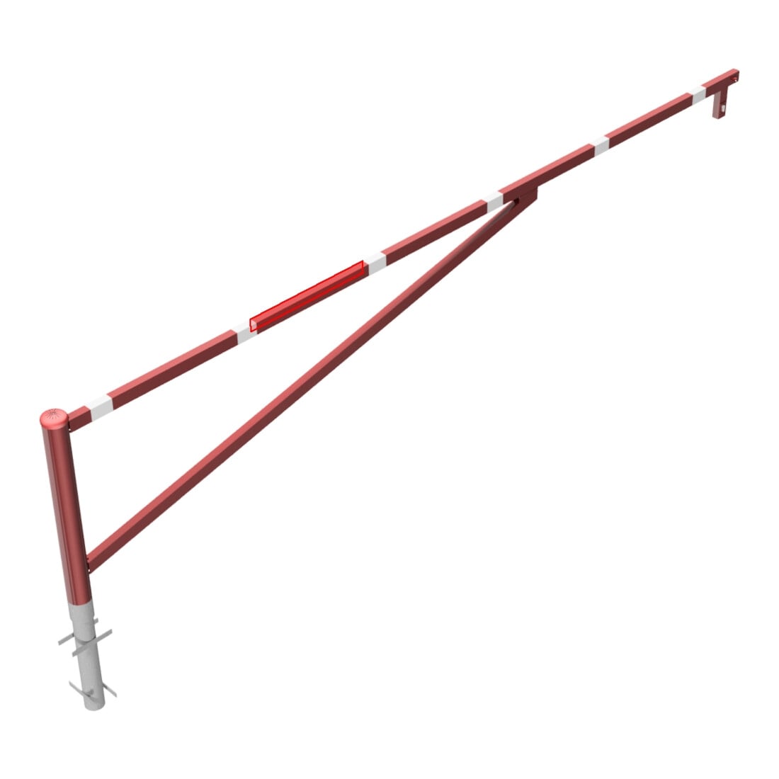 Schake Drehschranke 4,00m + Profilzylinder Drehpfosten: Ø 102mm, Schrankenarm: 60x40mm inkl. 2 Auflagepfosten, zum Einbetonieren, beschichtet, rot / weiß