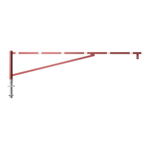Schake Drehschranke 4,00m + Profilzylinder Drehpfosten: Ø 102mm, Schrankenarm: 60x40mm inkl. 2 Auflagepfosten, zum Einbetonieren, beschichtet, rot / weiß