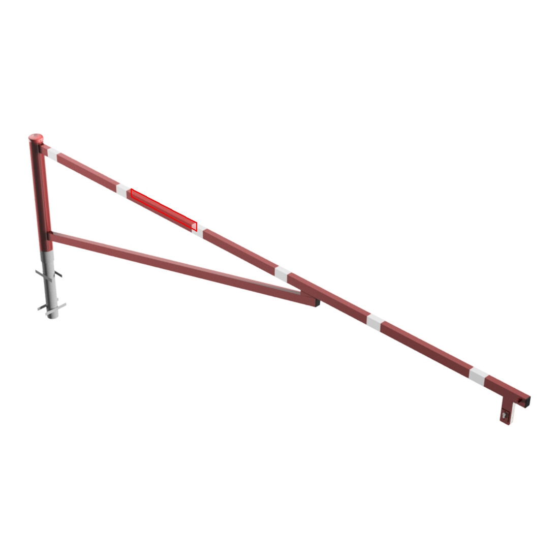 Schake Drehschranke 4,00m + Profilzylinder Drehpfosten: Ø 102mm, Schrankenarm: 60x40mm inkl. 2 Auflagepfosten, zum Einbetonieren, beschichtet, rot / weiß