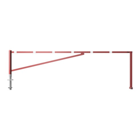 Schake Drehschranke 4,50m + Dreikantverschluß Drehpfosten: Ø 102mm, Schrankenarm: 60x40mm inkl. 2 Auflagepfosten, zum Einbetonieren, beschichtet, rot / weiß