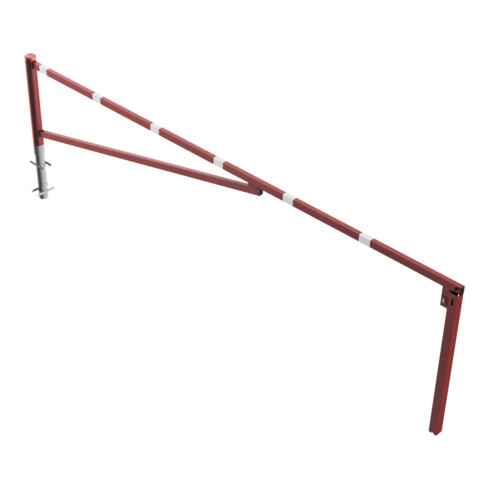 Schake Drehschranke 4,50m + Profilzylinder Drehpfosten: Ø 102mm, Schrankenarm: 60x40mm inkl. 2 Auflagepfosten, zum Einbetonieren, beschichtet, rot / weiß